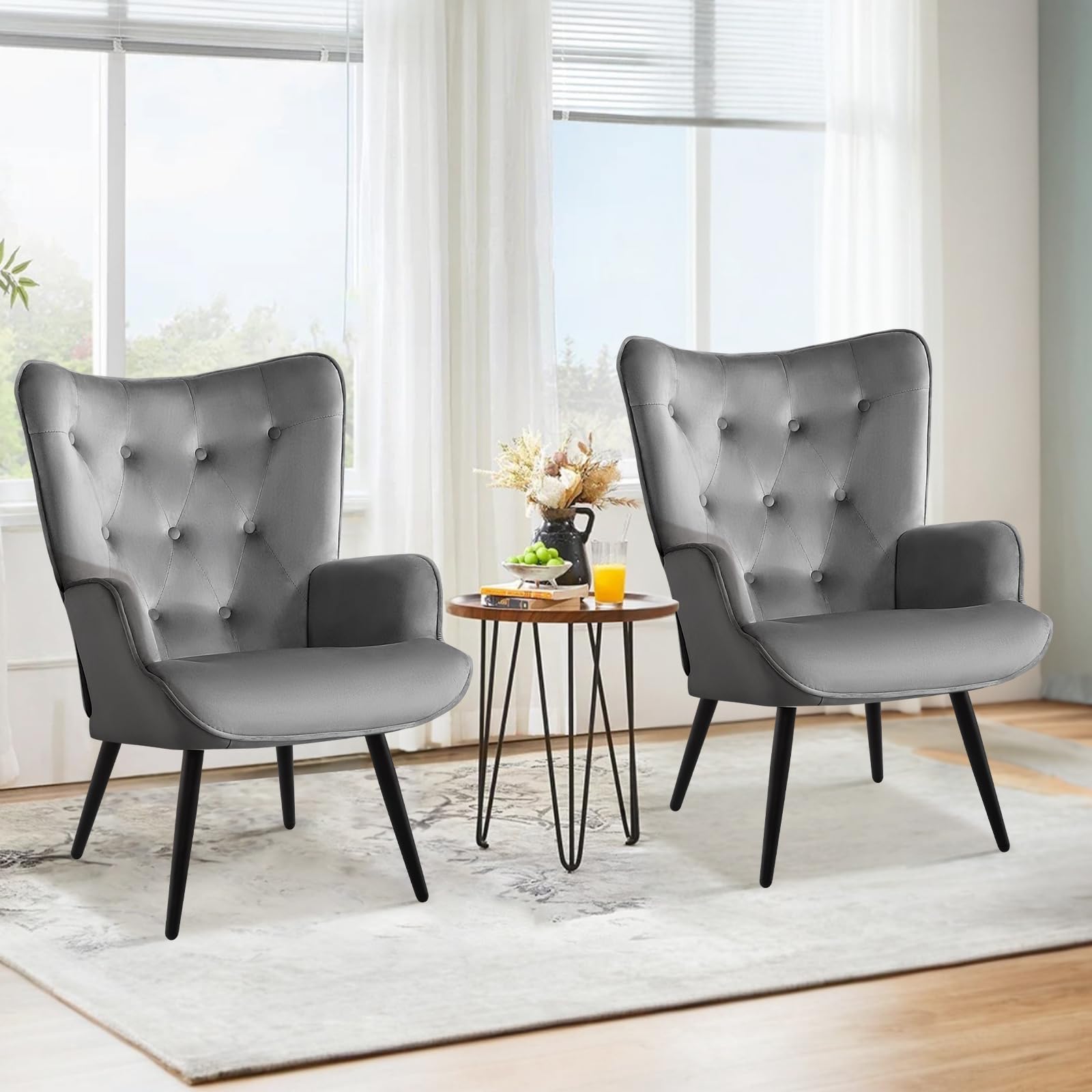 Armchair with Stool, Wing Chair with Stool Made of PU Leather, Armchair, Living Room Recliner Chair with Footrest, Lounge Chair, Upholstered Chair for Living Room, Bedroom, Study, Brown