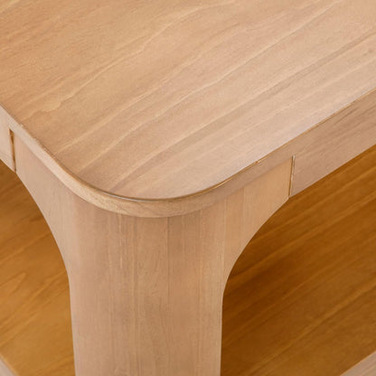 Plank+Beam Small Forma Coffee Table, Solid Wood 40 Inch Modern Coffee Table with Shelf, Contemporary Center Table with Storage Space, Rectangle Tea Table with Storage, Pecan