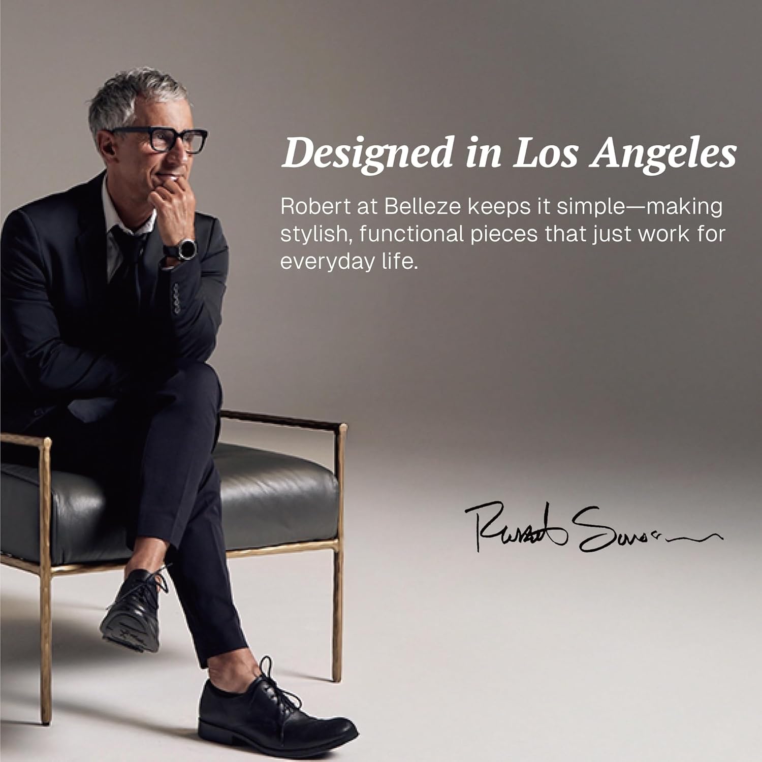 BELLEZE 65 Inch Fluted Buffet Cabinet with Storage, Symmetrical Arc Accent Sideboard Large Console Table for Dining Room, Kitchen, and Living Room (Camel)