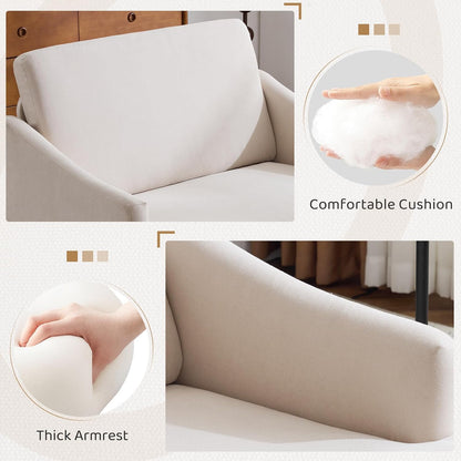Bezseller Oversized Accent Chair, 33.5'' Wide Seat Comfy Armchair with 2 Pillows, Upholstered Big Reading Chair, Modern Single Sofa Chair for Living Room Bedroom Apartment Office, Beige