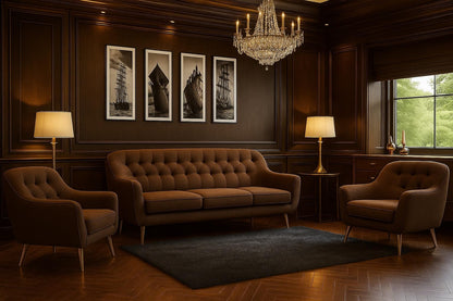 A&J MöbelLand GmbH Benito Upholstered Set 3-Seater Sofa + 2 Armchairs - Living Room Set, Modern Design, Bonell Spring Core, Durable Quality, Cover in Grey