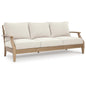 Signature Design by Ashley Clare View Outdoor Patio Sofa, 4 Throw Pillows, Nuvella Weather Resistant Fabric, Eucalyptus Wood, 81" W x 35" D x 32" H, Beige