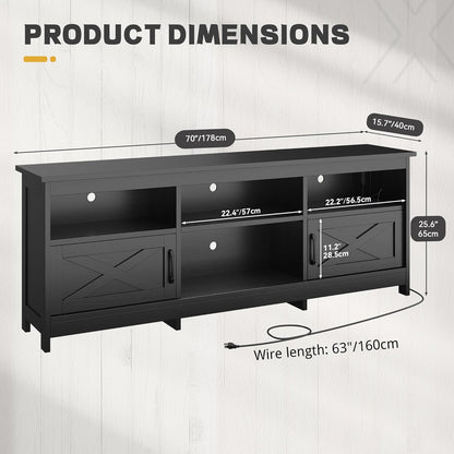 YITAHOME TV Stand for 80/75/70 Inch TVs with LED Lights, Farmhouse Entertainment Center with Storage Cabinets, Open Shelves & Adjustable Shelf for Living Room, Black