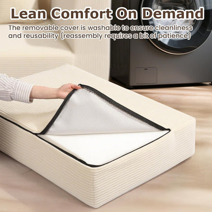 Convertible Sofa Bed, 3 in 1 Loveseat Folding Couch Bed Foldable - Chaise Lounge Chair & Floor Futon Sleeper, Corduroy Pull Out Sofa Bed with 4 Pillows for Living Room, Beige