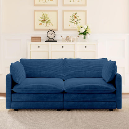 ROWHY Oversized Modular Sectional Sofa with Movable Ottoman, 112 Inch 4 Seat Modern Corduroy Sofa Set, Convertible L Shaped Couch for Living Room and Office, Beige