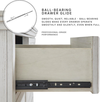 Signature Design by Ashley Wildenauer Farmhouse 2-Drawer Lift-Top Coffee Table with 2 Storage Bins Under Top and Casters, Light Brown & Black