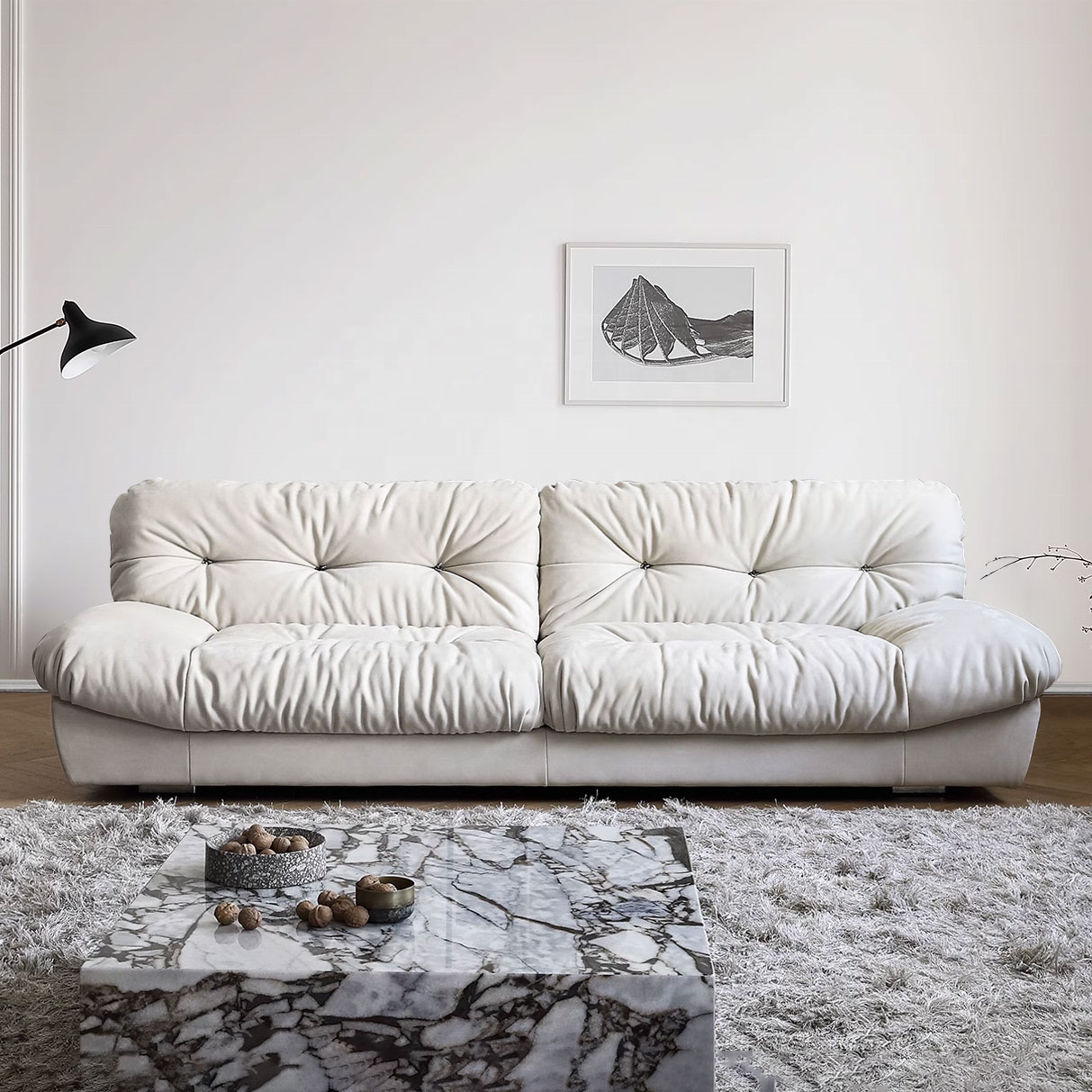 Cloud Down Fabric Sectional Sofa Set for Small Living Room Flats-Rectangle Shape