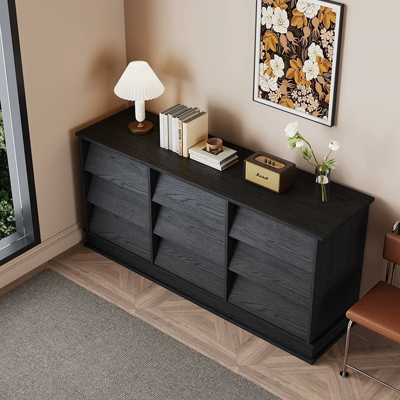 Solid Wood Chest Living Room Oak Retro Drawer Locker Storage Cabinet