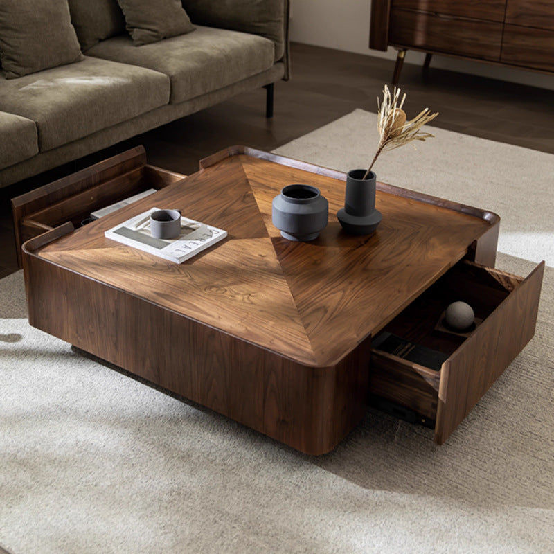 Modern Walnut Dark Wood Frame Metal Living Room Tea Table Coffee Table