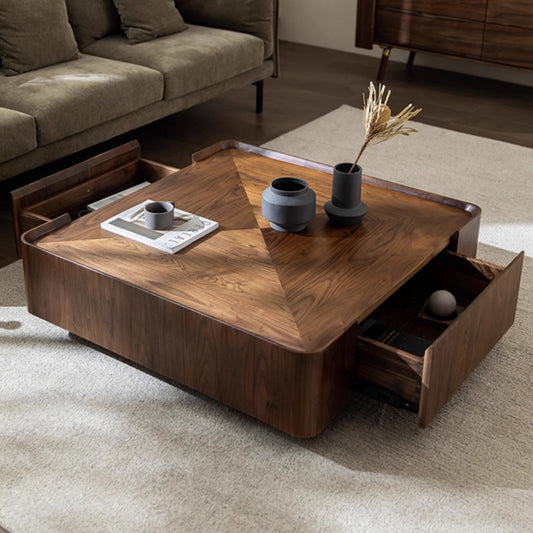 Modern Walnut Dark Wood Frame Metal Living Room Tea Table Coffee Table