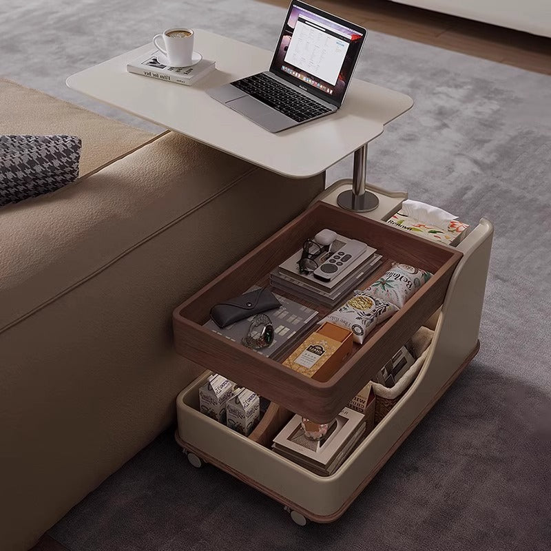 Liftable Coffee Table, Eco-friendly Multi Storage with Rollers Tempered Glass Coffee Table