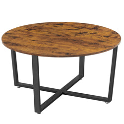 Round Coffee Table Home Furniture with 2 Tier Rustic Wood Desktop Living RoomTable