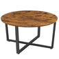 Round Coffee Table Home Furniture with 2 Tier Rustic Wood Desktop Living RoomTable