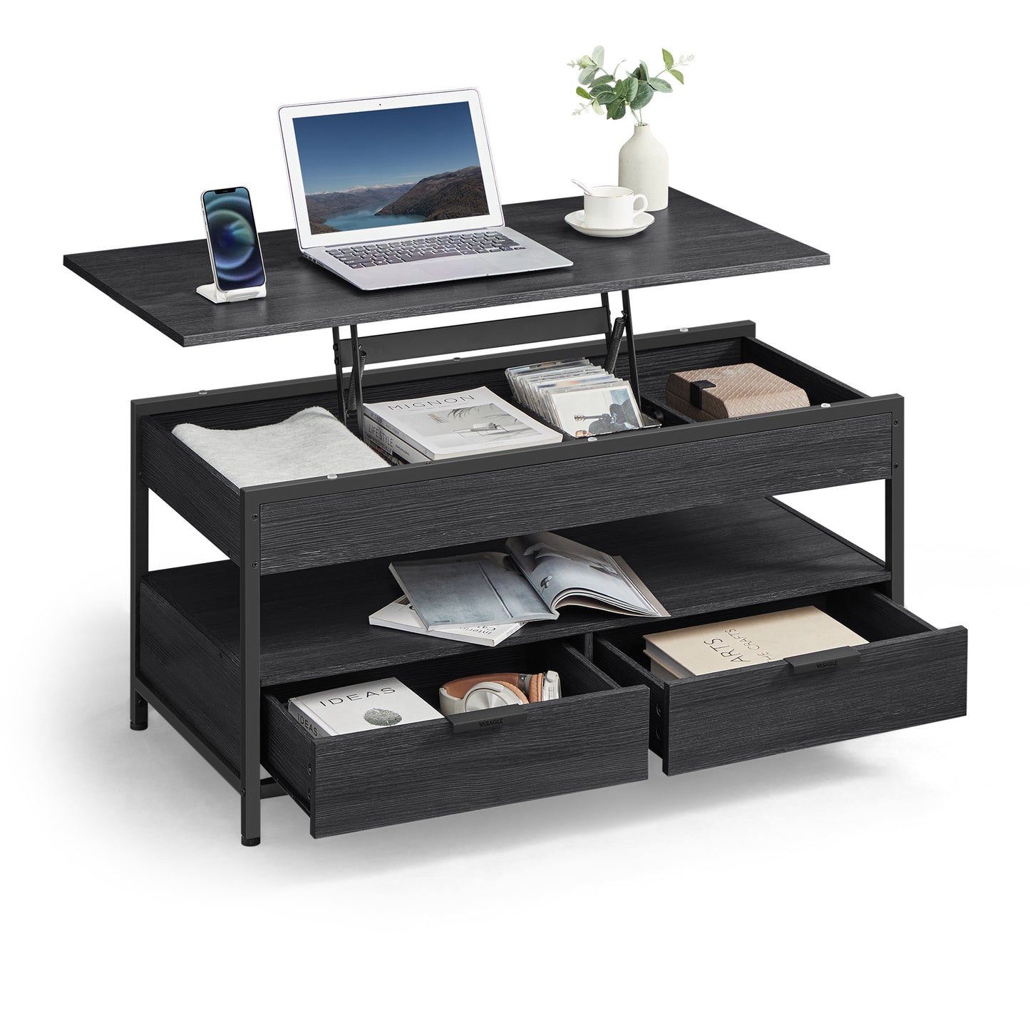 Multifunctional Folding Lift Top Coffee Table With Hidden Storage for Living Room