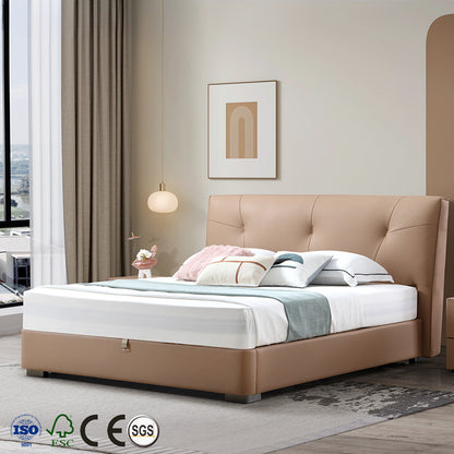 Comfortable Storage-Friendly Soft Upholstered Bedroom Furniture Queen Size Bed