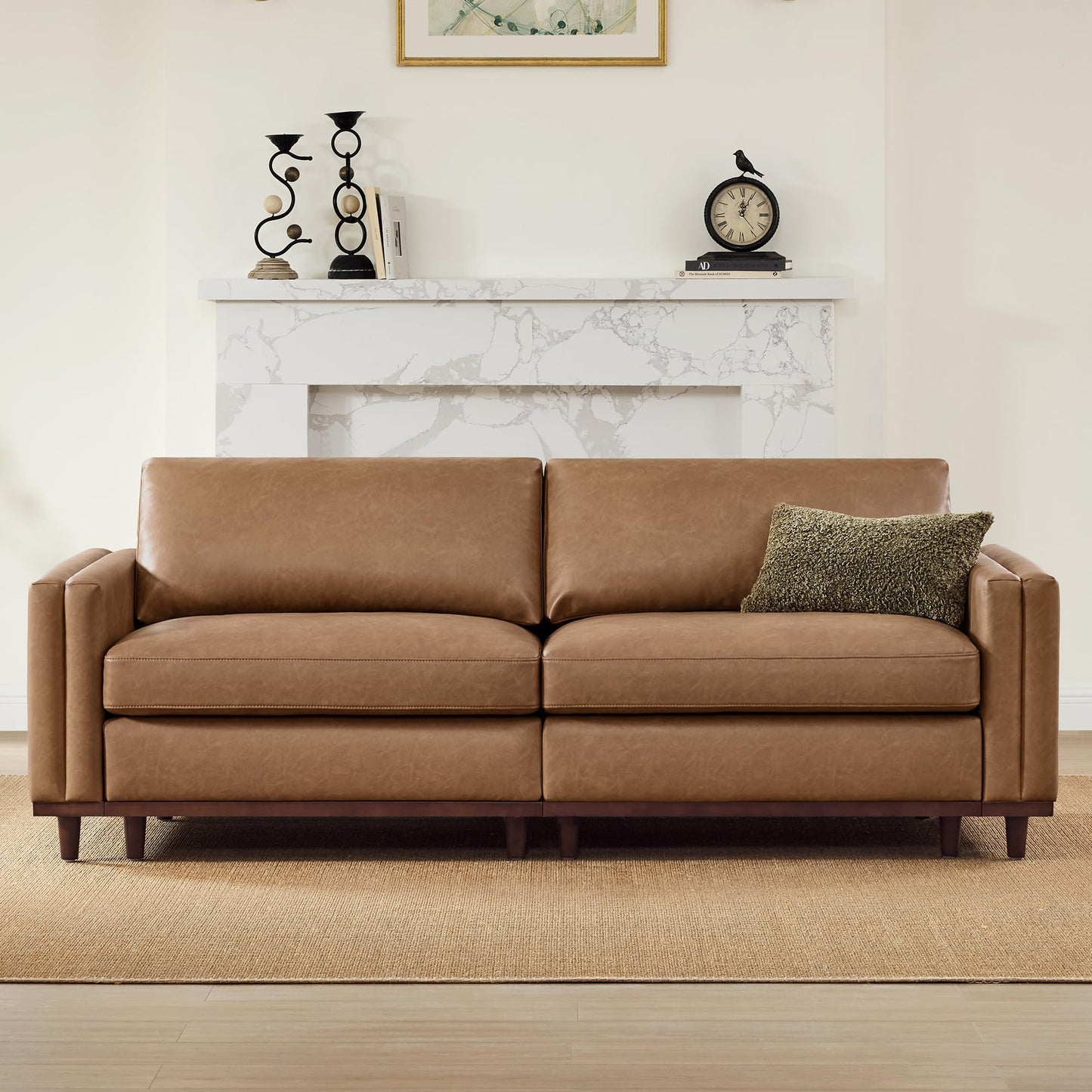 CHITA Super Large Luxury L Shape Convertible Sectional Modular Sofa, Down Filled Modern Sofa with Ottoman, Deep Seat Cloud Couch, 118 inch Width, 4 Seat Couch with Solid Wood Leg, Linen