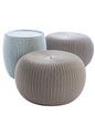 KETER Urban Knit Pouf Ottoman Set of 2 with Storage Table for Patio and Room Décor-Perfect for Balcony, Deck, and Outdoor Seating, Cream & Taupe