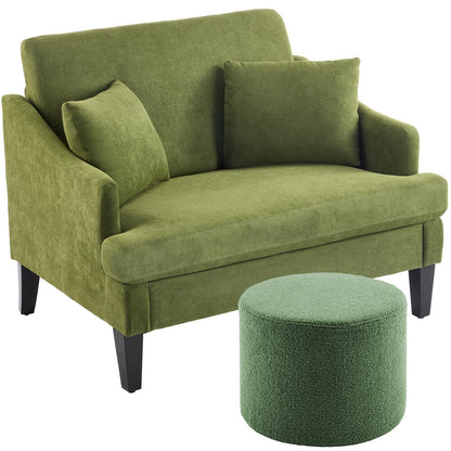 Bezseller Oversized Accent Chair, 33.5'' Wide Seat Comfy Armchair with 2 Pillows, Upholstered Big Reading Chair, Modern Single Sofa Chair for Living Room Bedroom Apartment Office, Beige