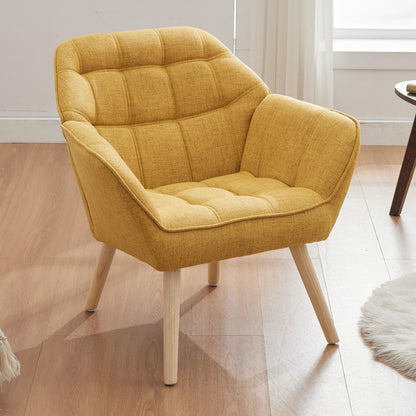 Accent Chair Armchair, Padded Armrest Chair, Reading Chair with Wooden Legs Made of Linen, Reading Chair, Single Sofa, TV Chair for Living Room, Bedroom, Lounges, Beige