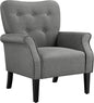 Yaheetech Wingback Chair Modern Wooden Legs Armchair Upholstered TV Chair with Armrests Single Sofa Seat Comfort Dark Grey