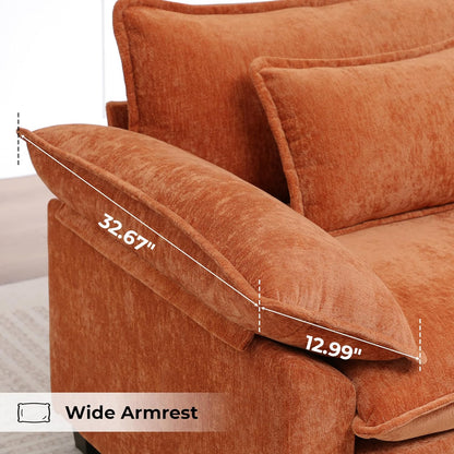 Modern Oversized Accent Chairs Set of 2,Chenille Cloud Sofa Chair with Deep Seat,Upholstered Armchair with Extra Thick,Comfy Reading Chairs for Living Room Bedroom Terracotta Orange