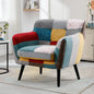 Bonzy Home Modern Oversized Accent Chair for Living Room, Colorful Boho Linen Fabric Upholstered Armchair with Wood Legs, Single