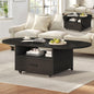 IBF Coffee Table with Storage, Wood Oval Living Room Table with Drawer, Multifunctional Rustic Foldable Center Table, Extendable Tea Table with Wheels for Home Bedroom Office, Rustic Brown, 47 in