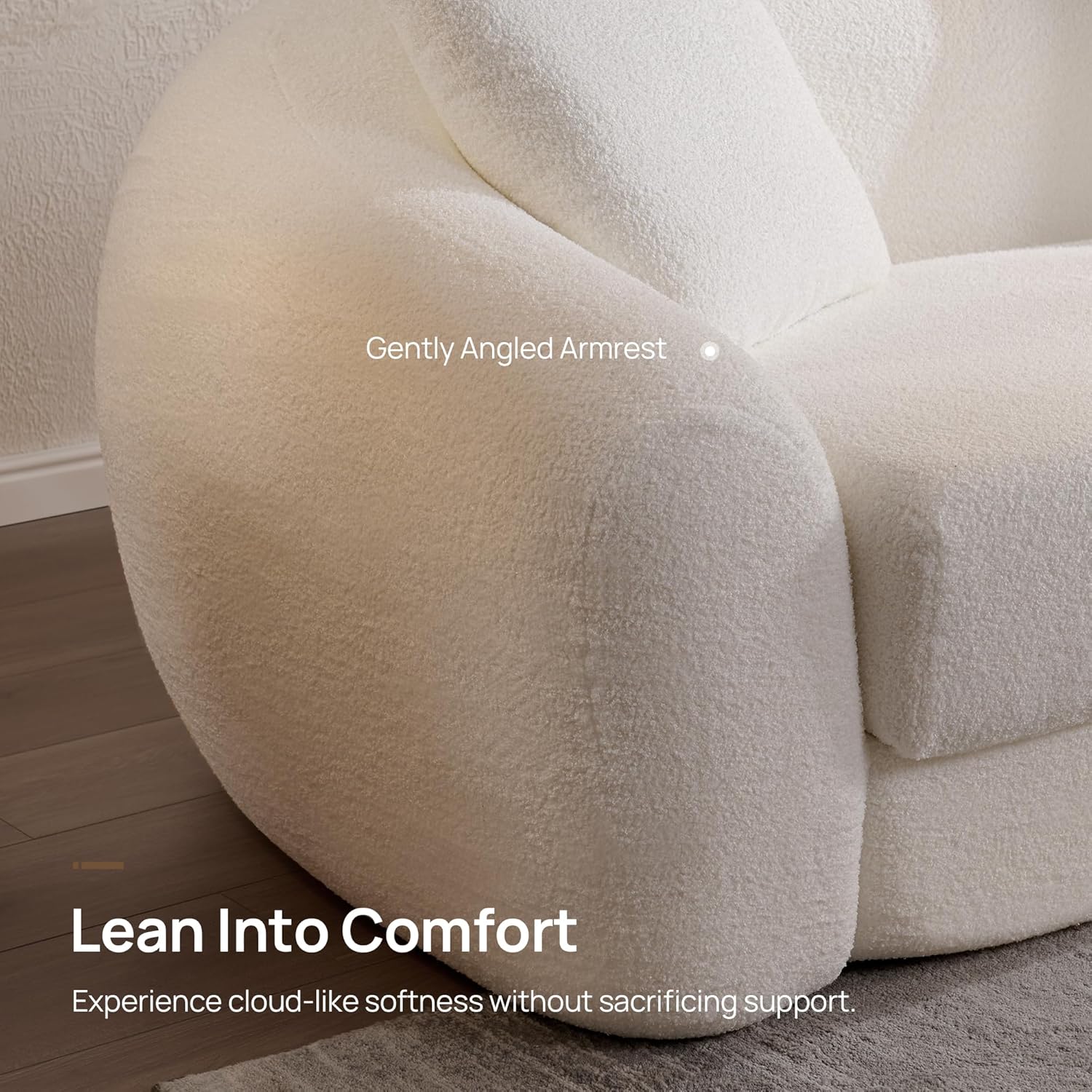 SICOTAS 90.6" Curved Convertible Sofa Couch Bed for Living Room Futon Cloud Boneless Sleeper Sofa Pull Out Floor Couch with Deep Seat Modern 3 Seater Foam Bed No Assembly for Bedroom Apartment, White