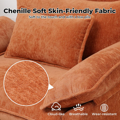 Modern Oversized Accent Chairs Set of 2,Chenille Cloud Sofa Chair with Deep Seat,Upholstered Armchair with Extra Thick,Comfy Reading Chairs for Living Room Bedroom Terracotta Orange
