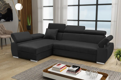 Ecksofa OTTO, Eckcouch mit Schlaffunktion, Federkern, Verstellbare Kopfstützen, Einfacher Klappmechanismus, Bettfunktion, Zusätzlicher Stauraum, Plüsch Anthrazit, Links