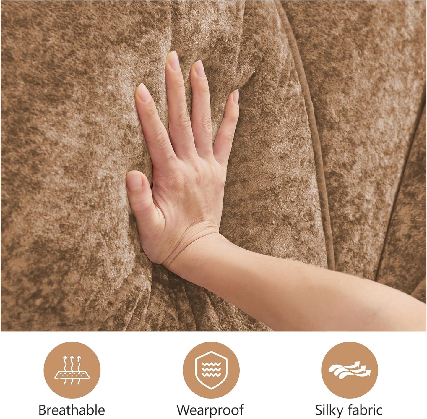 Modular Sectional Sofa, 2026 New Soft Velvet Fabric Boneless Couch with 2 Chaises, 32D High Density Sponge, Bottom Anti-Slip Design Cloud Couch, No Assembly Required Couches for Living Room, Camel