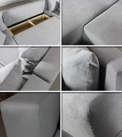 Sofnet Beno U-Shape Couch / Corner Sofa with Bed Box, Couch with Bed Function, Upholstered Corner, Big Sofa, Living Room