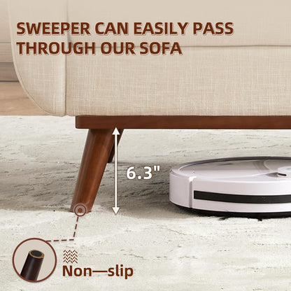 Kingfun 65.2" W Loveseat Sofa, Mid Century Modern Decor Love Seat Couches for Living Room, Button Tufted Upholstered Furniture, Solid & Easy to Install Small Couch for Bedroom Office Apartment, Beige