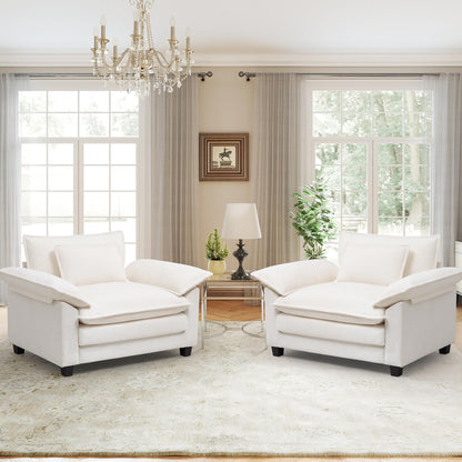 Modern Oversized Accent Chairs Set of 2,Chenille Cloud Sofa Chair with Deep Seat,Upholstered Armchair with Extra Thick,Comfy Reading Chairs for Living Room Bedroom Terracotta Orange