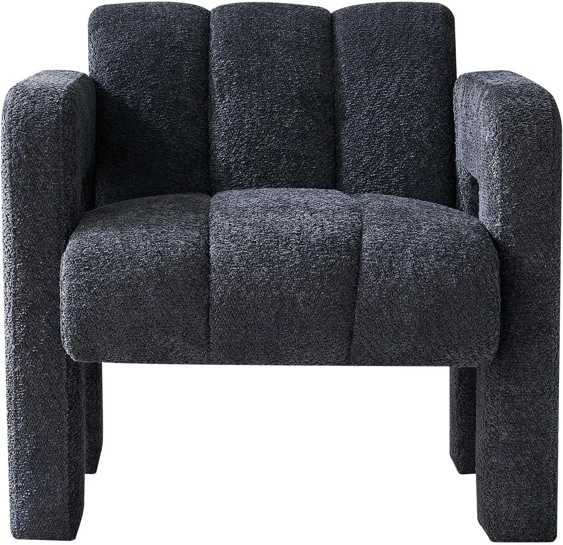 Yoglad Modern Accent Chair, Bouclé Fabric Upholstered Armchair, Comfy Single Chair for Living Room Lounge Bedroom Office-Dark Grey