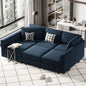 Belffin Modular Sectional Sofa with Ottomans Velvet Reversible Sleeper Sectional Sofa with Chaise Modular Sleeper Sofa Bed with Storage Seat Blue