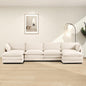 ROWHY Oversized Modular Sectional Sofa with Movable Ottoman, 112 Inch 4 Seat Modern Corduroy Sofa Set, Convertible L Shaped Couch for Living Room and Office, Beige