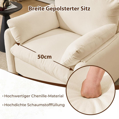 Extra Large Wing Chair, Living Room, 93.5 cm Upholstered Chair, TV Chair, Single Sofa with Removable Armrest & Throw Cushion, Single Sofa Reading Chair for Living Room, Bedroom, Beige