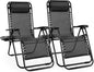 Sweetcrispy Zero Gravity Chairs, Set of 2 Portable Recliner Beach Camping Patio Outdoor Folding Lounge Chair with Cup Holder Trays and Adjustable Pillow for Poolside, Garden, Backyard, Lawn (Black)