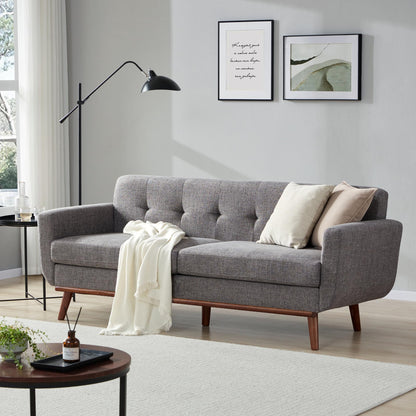 Kingfun 65.2" W Loveseat Sofa, Mid Century Modern Decor Love Seat Couches for Living Room, Button Tufted Upholstered Furniture, Solid & Easy to Install Small Couch for Bedroom Office Apartment, Beige