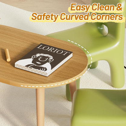 Coffee Table Low Table with Solid Wood Legs, Small Oval Coffee Table Side Table, Floor Table Desk for Sitting on The Floor, Storage and Living Room Furniture for Office Apartment Home, Natural