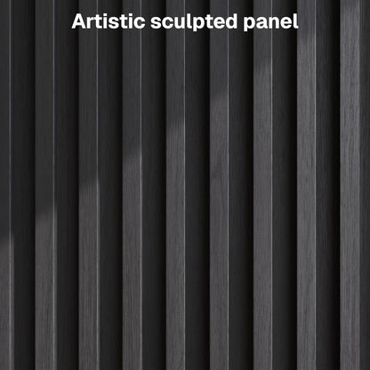 BELLEZE 65 Inch Fluted Buffet Cabinet with Storage, Symmetrical Arc Accent Sideboard Large Console Table for Dining Room, Kitchen, and Living Room (Camel)