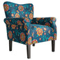 BELLEZE Modern Accent Chair, High Back Armchair, Upholstered Wingback Side Chair, Padded Single Sofa with Wooden Legs for Living Room, Bedroom - Green Blue Floral