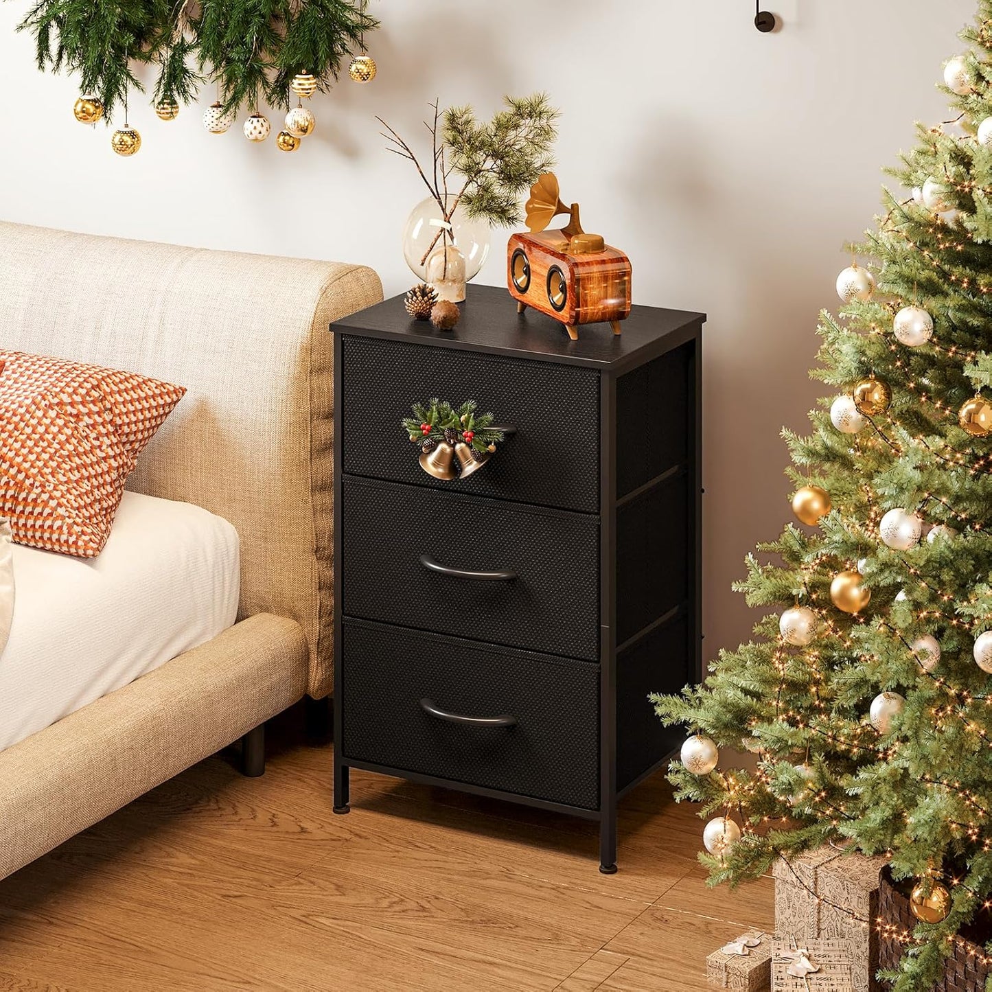 AODK Dresser for Bedroom Nightstand Small Dressers Chest of Drawers End Table for Living Room, Closet Dresser with 3 Storage Drawers Organizer Clothes, Black