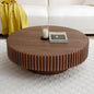 Round Coffee Table with Storage, Modern Wooden Coffee Table with Solid Wood Veneered, Circle Center Table Accent Tea Table for Living Room Apartment Small Space (31.5''L × 31.5''W × 14''H, Natural)