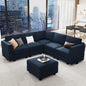 Belffin Modular Sectional Sofa with Ottomans Velvet Reversible Sleeper Sectional Sofa with Chaise Modular Sleeper Sofa Bed with Storage Seat Blue