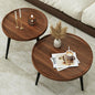 2 Pcs Mid Century Modern Coffee Table Round for Living Room,Easy Assembly Nesting Coffee Tables,Minimalist Circle Walnut Coffee Table for Bedroom Office Balcony Yard