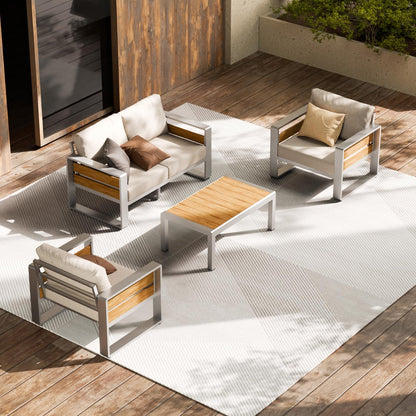 ZANDOR Aluminum Outdoor Patio Furniture - 2 Pcs Armchair, All-Weather Metal Modern Outside Furniture with Washable Thick Cushion for Garden/Backyard/Porch, Grey