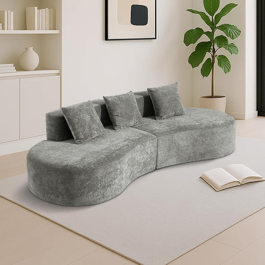 Softa Modern Curved Sectional Sofa, 3 - Sitzer Couch, Bequem und Stylish für Wohnzimmer, Apartment, Home Decor, Einfache Montage Grau