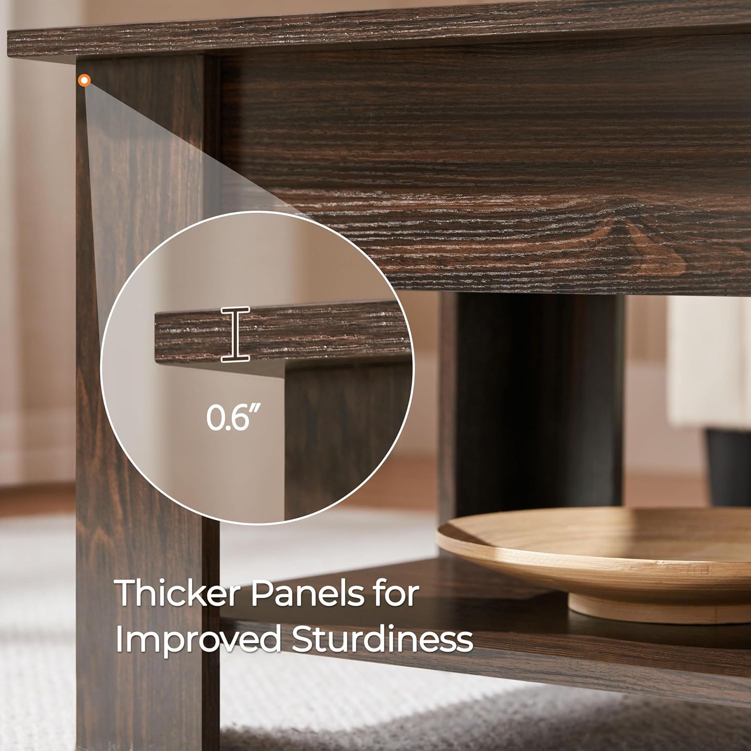 Yaheetech Lift Top Coffee Table with Hidden Compartment and Storage Shelf, Rising Tabletop Dining Table for Living Room Reception Room, 38.6in L, Espresso